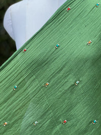 Pearl Embroidered 40gm Banarasi Chanderi Fabric