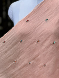 Pearl Embroidered 40gm Banarasi Chanderi Fabric