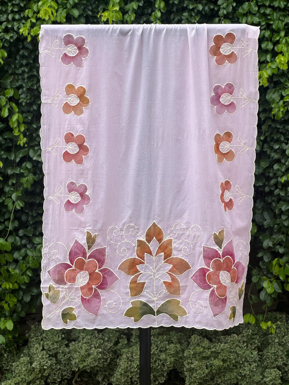 Appliquéd & Brush Painted Mulmul Cotton Dupatta