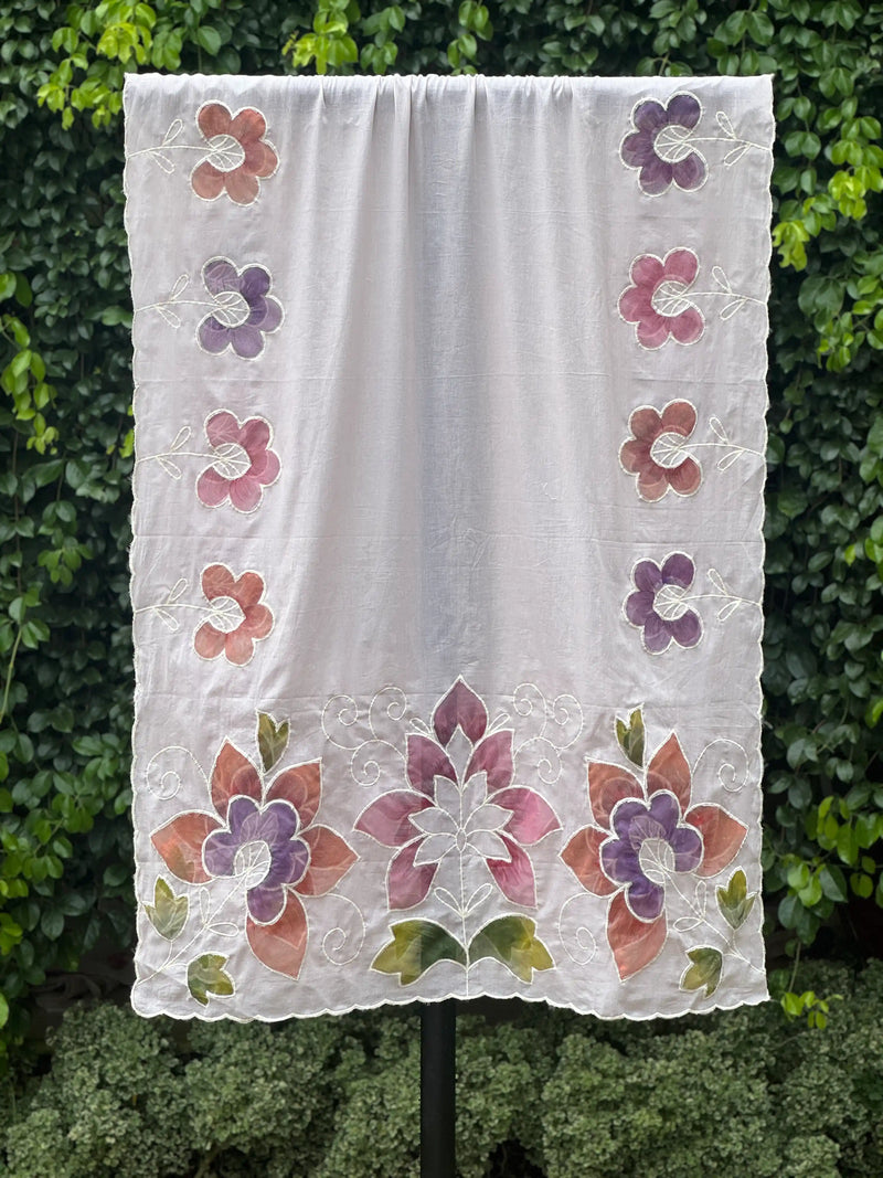 Appliquéd & Brush Painted Mulmul Cotton Dupatta