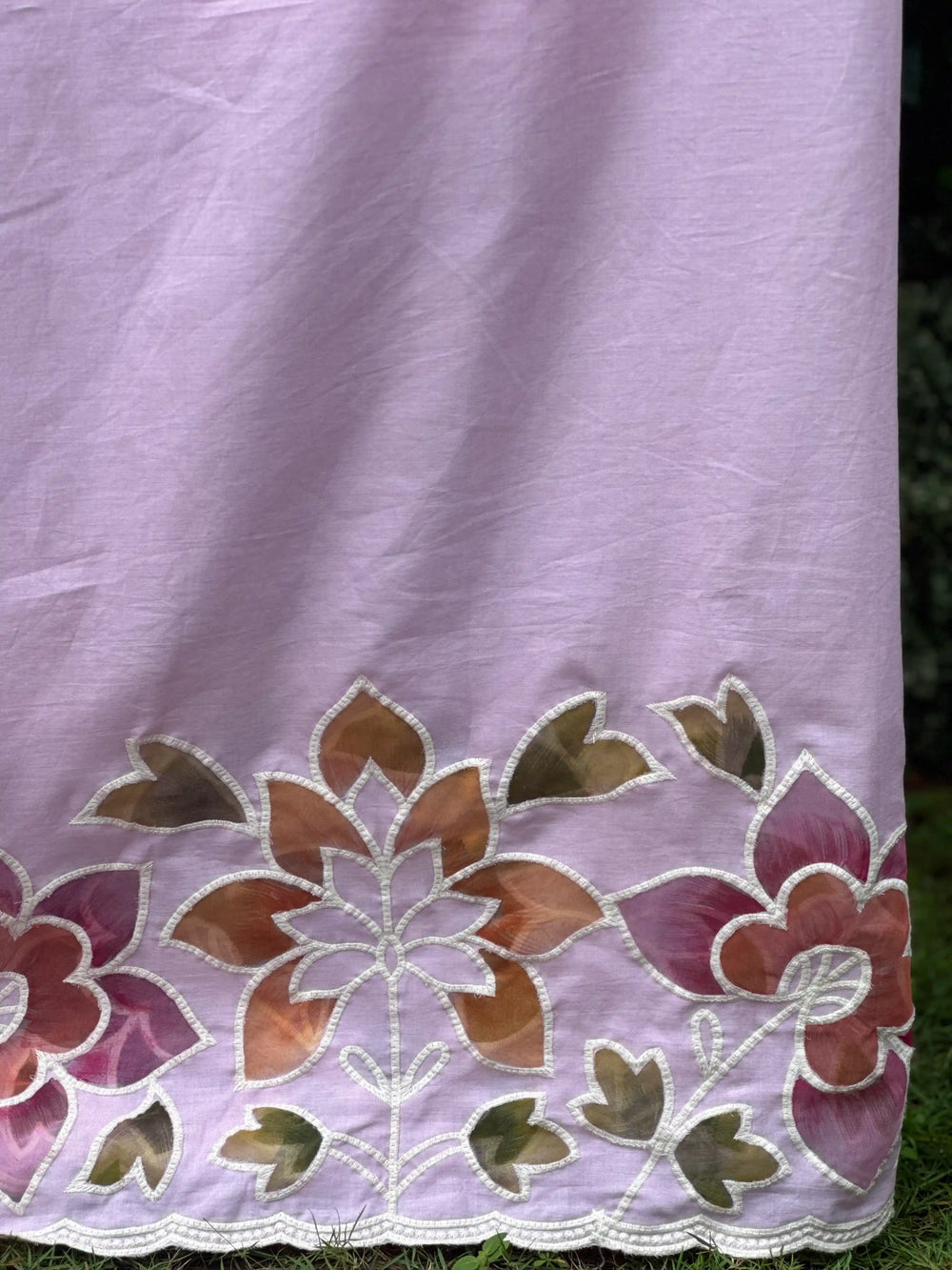 Appliquéd & Brush Painted Mulmul Cotton Fabric