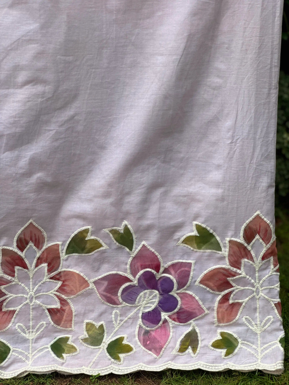 Appliquéd & Brush Painted Mulmul Cotton Fabric
