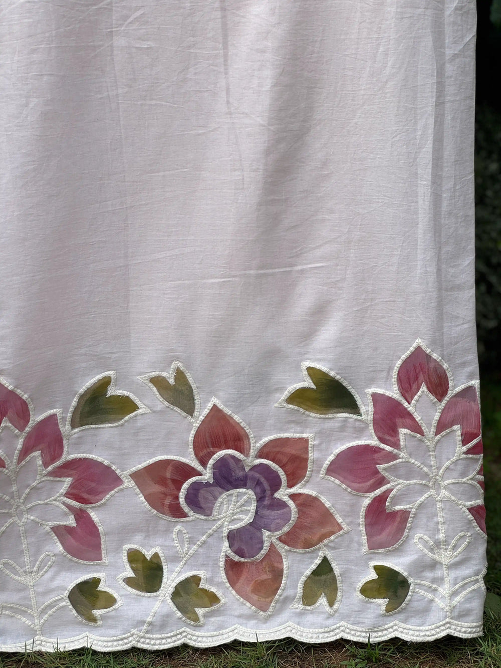Appliquéd & Brush Painted Mulmul Cotton Fabric