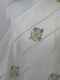 Block Printed Gota Stripe Banarasi Chanderi Fabric