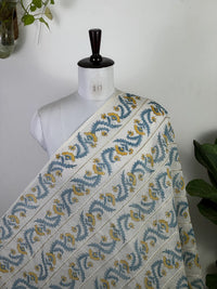 Block Printed Gota Stripe Banarasi Chanderi Fabric