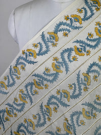 Block Printed Gota Stripe Banarasi Chanderi Fabric