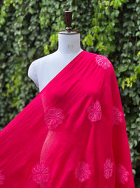 Applique Embroidered Banarasi Silk Chanderi Fabric