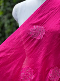 Applique Embroidered Banarasi Silk Chanderi Fabric