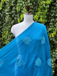 Applique Embroidered Banarasi Silk Chanderi Fabric