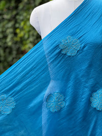 Applique Embroidered Banarasi Silk Chanderi Fabric