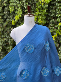 Applique Embroidered Banarasi Silk Chanderi Fabric