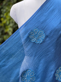 Applique Embroidered Banarasi Silk Chanderi Fabric