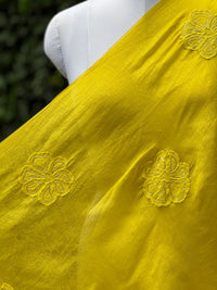 Applique Embroidered Banarasi Silk Chanderi Fabric