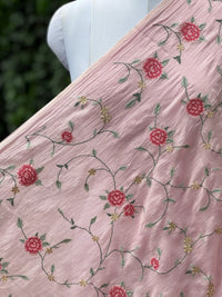 Embroidered 40 gm Banarasi Chanderi Fabric