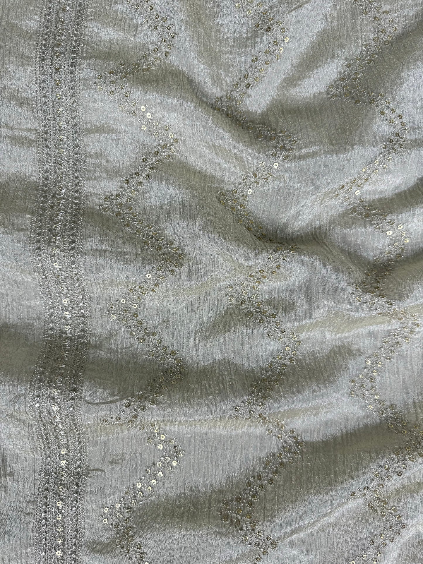 Embroidered Crushed Tissue Fabric