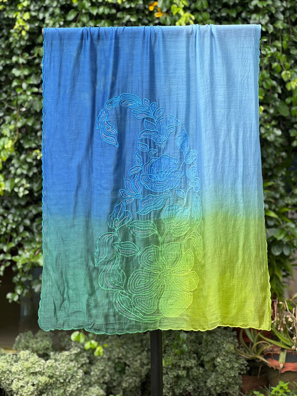 Applique Embroidered 4D  Chanderi Dupatta