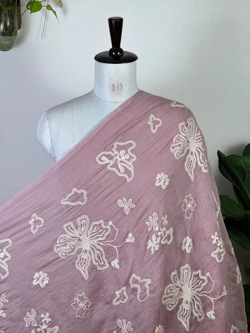 Embroidered 40gm Banarasi Chanderi Fabric