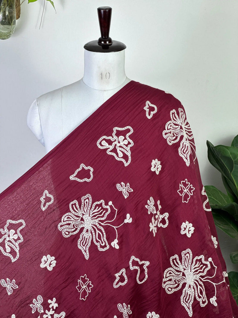 Embroidered 40gm Banarasi Chanderi Fabric