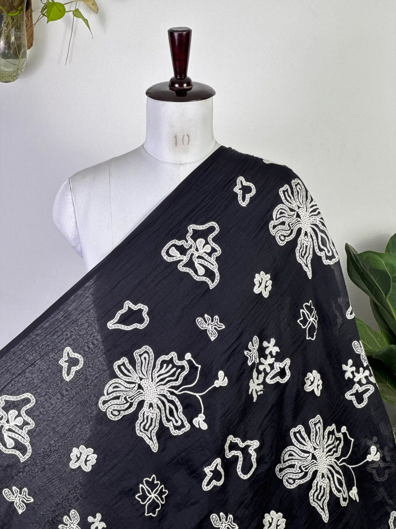 Embroidered 40gm Banarasi Chanderi Fabric