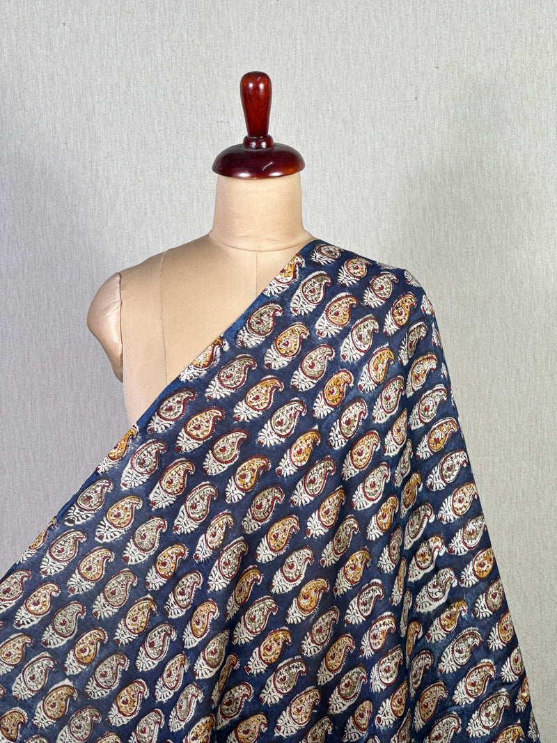 Kalamkari Block-Printed Chanderi Fabric