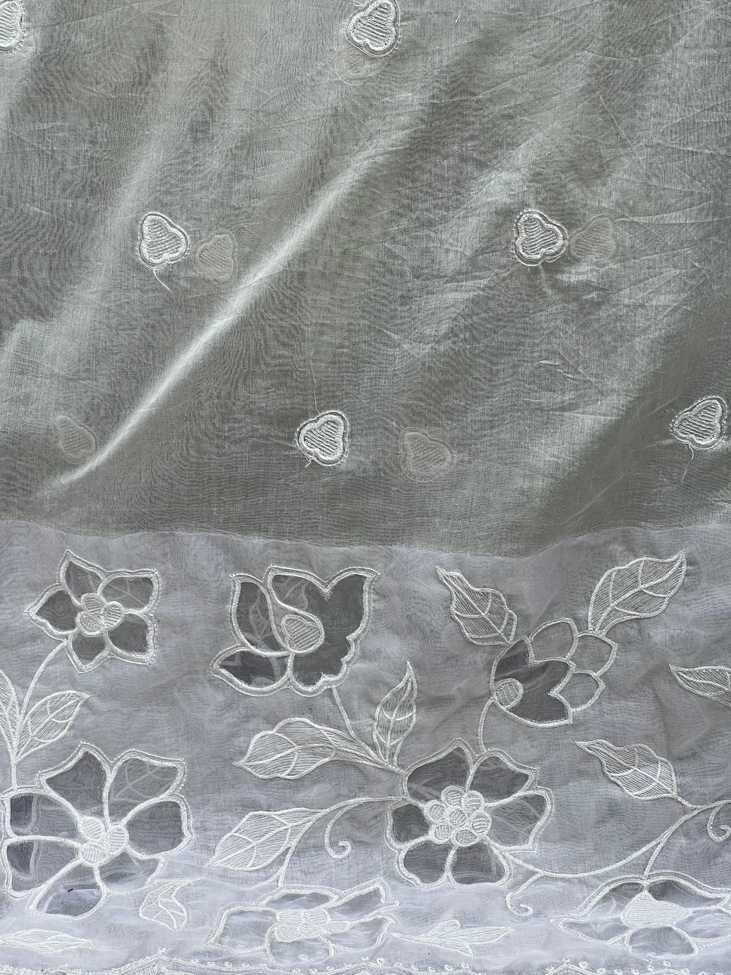 Applique Embroidered 40 gm Banarasi Chanderi Fabric