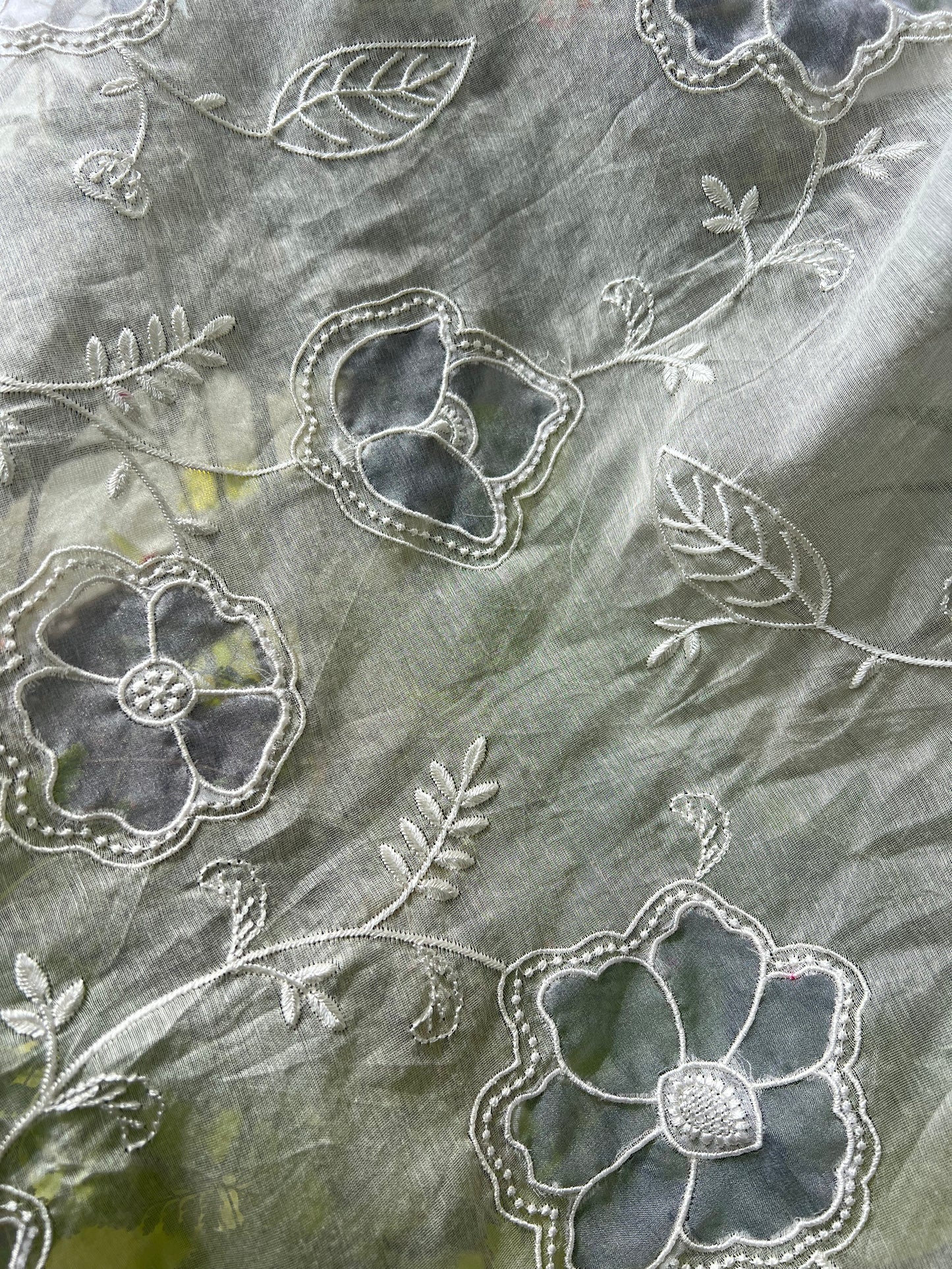 Applique Embroidered 40 gm Banarasi Chanderi Fabric