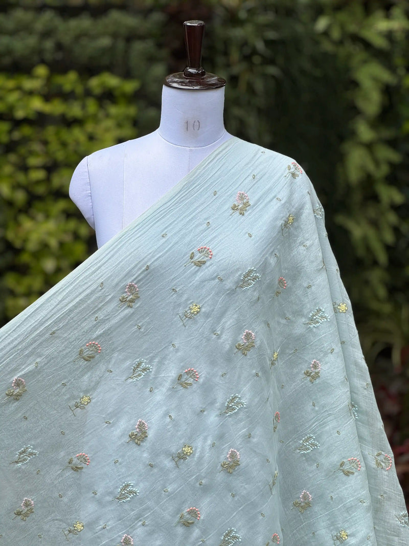Embroidered 40gm Banarasi Chanderi Fabric