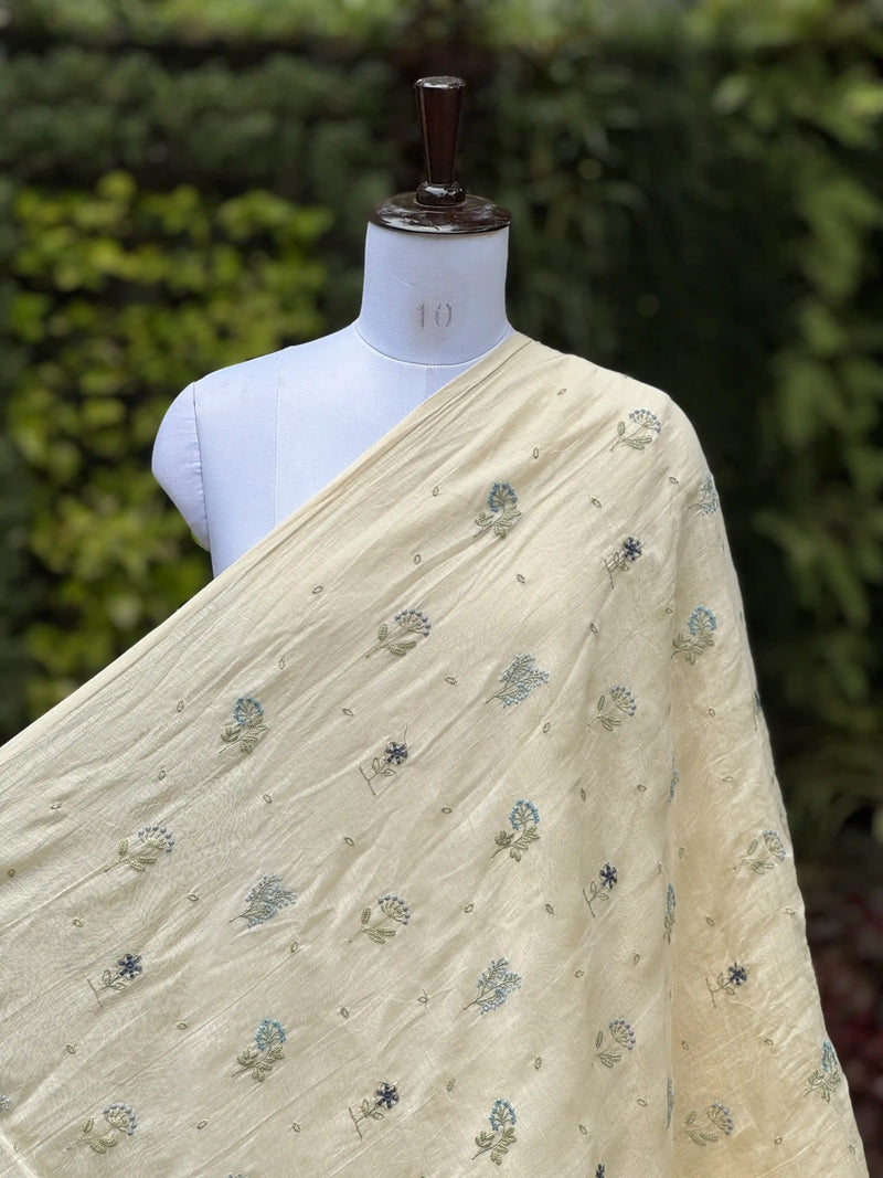 Embroidered 40gm Banarasi Chanderi Fabric