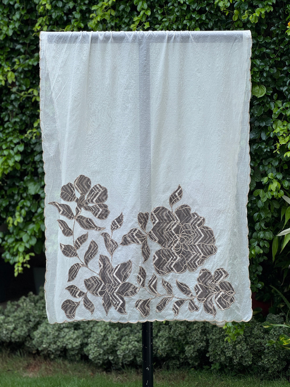 Applique Embroidered  Chanderi Dupatta