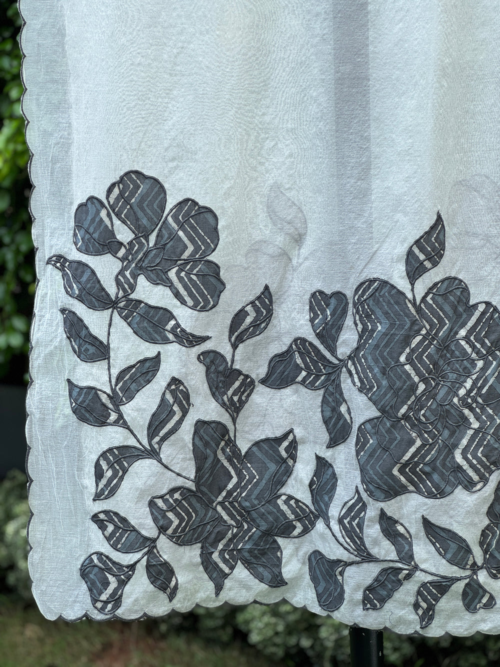 Applique Embroidered  Chanderi Dupatta