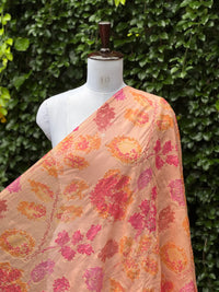 Position Printed Embroidered Viscose Chanderi Fabric
