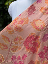 Position Printed Embroidered Viscose Chanderi Fabric