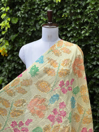Position Printed Embroidered Viscose Chanderi Fabric