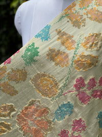 Position Printed Embroidered Viscose Chanderi Fabric