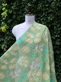 Position Printed Embroidered Viscose Chanderi Fabric