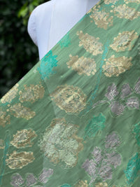 Position Printed Embroidered Viscose Chanderi Fabric