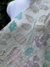 Position Printed Embroidered Viscose Chanderi Fabric
