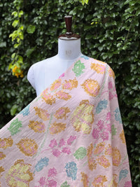 Position Printed Embroidered Viscose Chanderi Fabric