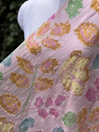 Position Printed Embroidered Viscose Chanderi Fabric
