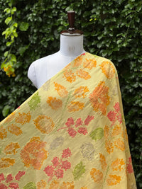Position Printed Embroidered Viscose Chanderi Fabric