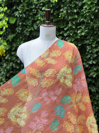 Position Printed Embroidered Viscose Chanderi Fabric