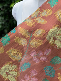 Position Printed Embroidered Viscose Chanderi Fabric