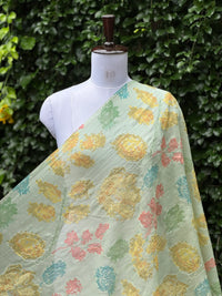 Position Printed Embroidered Viscose Chanderi Fabric