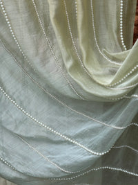 Pearl Line Embroidered 4D Silk Banarasi Chanderi Fabric