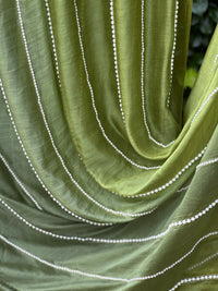 Pearl Line Embroidered 4D Silk Banarasi Chanderi Fabric