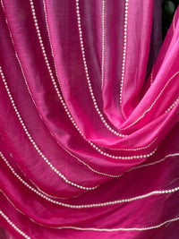 Pearl Line Embroidered 4D Silk Banarasi Chanderi Fabric
