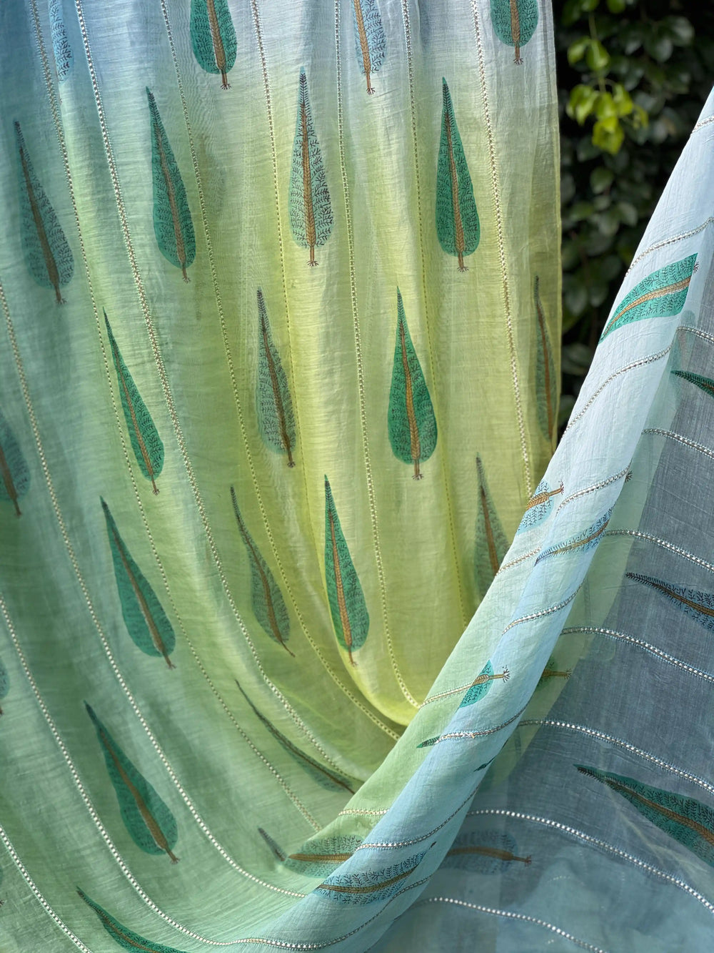 Block Printed 4D Banarasi Silk Chanderi Fabrics