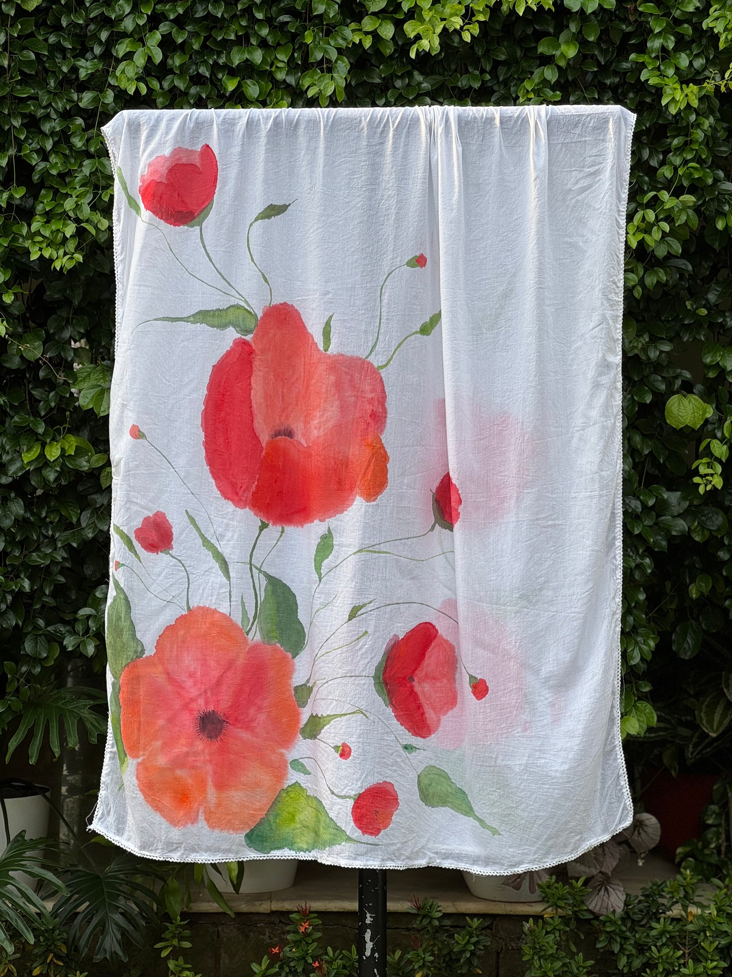 Hand Painted  Mul Cotton Dupatta