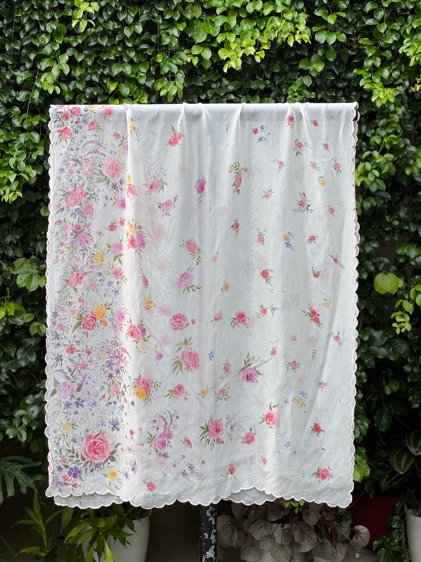 Hand Painted Organza Dupatta