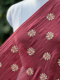 Embroidered 40gm Banarasi Chanderi Fabric